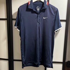 Nike Dri Fit Roger Federer Polo Navy Blue Limited Edition Men's Size Large